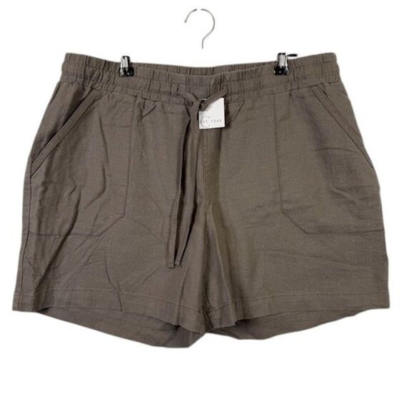NWT EST. 1946 Linen Blend Shorts Light Brown Elastic Waist Pockets Size Medium - Picture 1 of 10